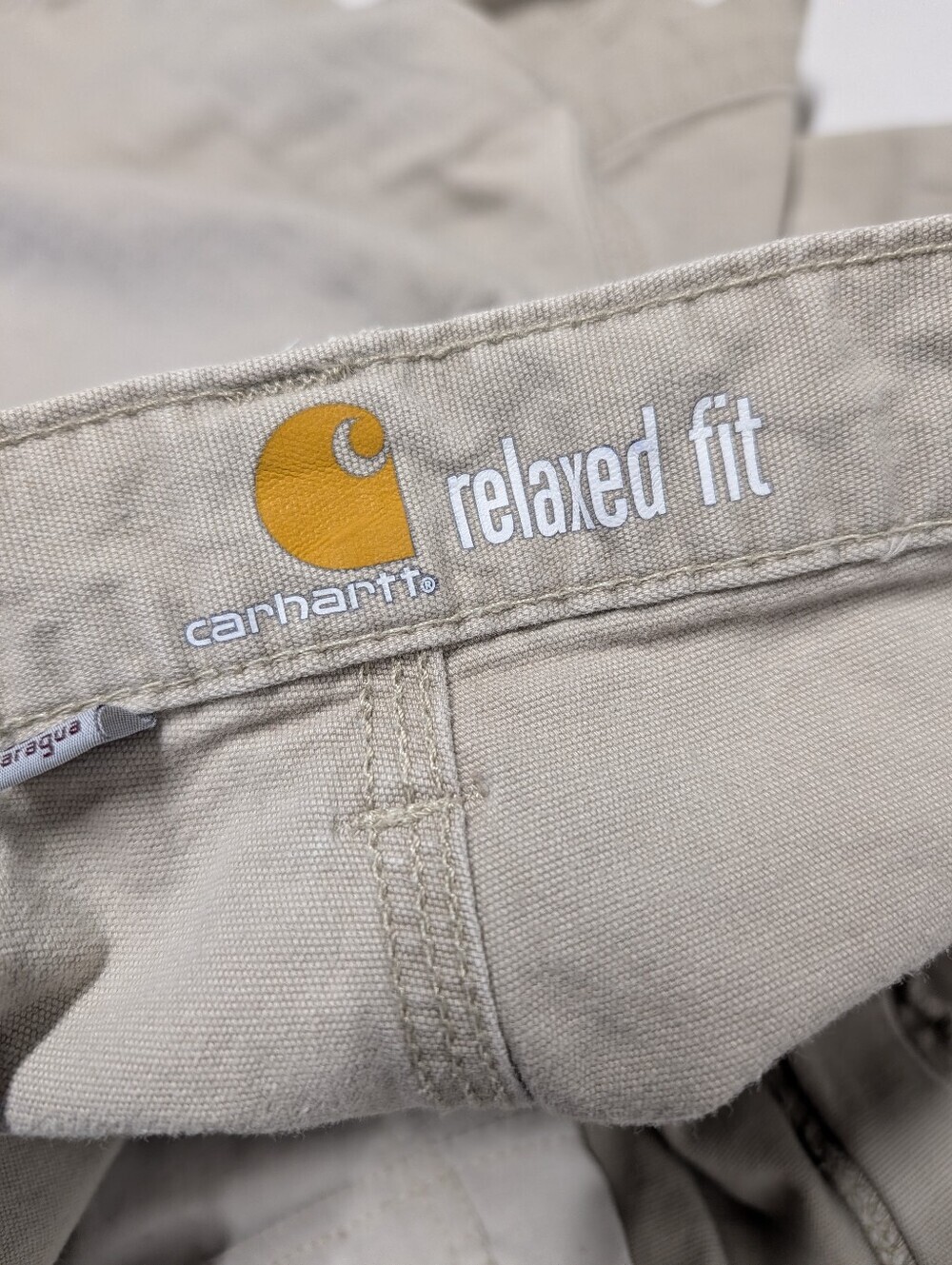 Carhartt Men's Relaxed Fit Khaki Cargo Shorts Size 38 Beige Work Utility - Picture 6 of 8